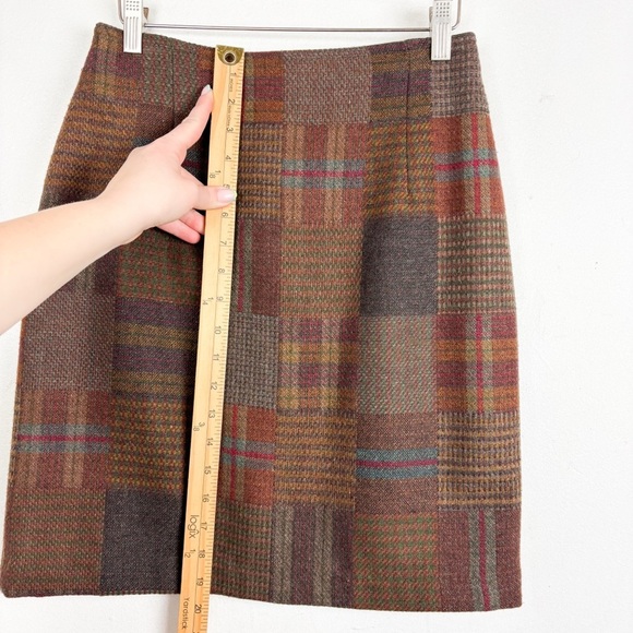Vintage 90s Brandon Thomas Patchwork Tweed Wool Blend Mini Skirt Sz 26 - Picture 11 of 12